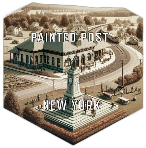 Painted Post New York Souvenir Travel Destination Die Cut Hexagon Fridge Magnet 2-Inch