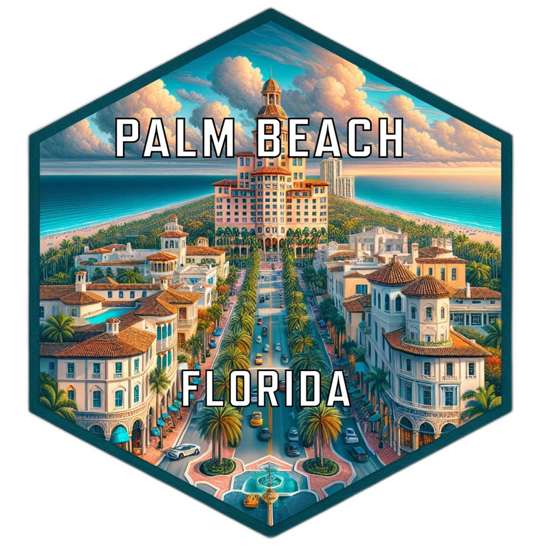 Palm Beach Florida Souvenir Travel Destination Die Cut Hexagon Fridge Magnet 6-Inch