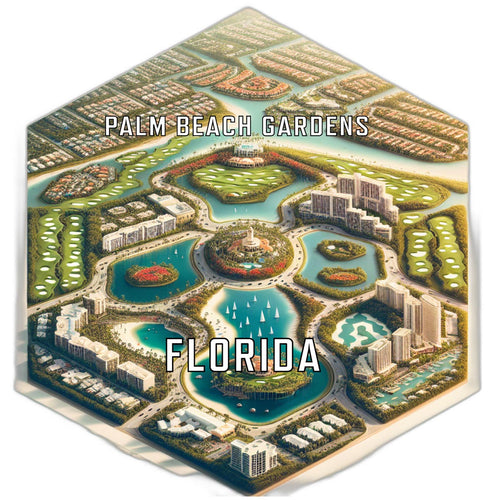 Palm Beach Gardens Florida Souvenir Travel Destination Die Cut Hexagon Fridge Magnet 6-Inch