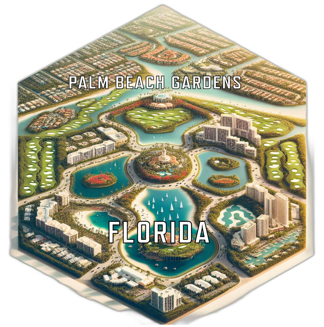 Palm Beach Gardens Florida Souvenir Travel Destination Die Cut Hexagon Fridge Magnet 6-Inch