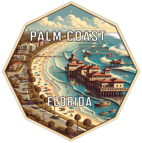 Palm Coast Florida Souvenir Travel Destination Die Cut Hexagon Fridge Magnet 2-Inch
