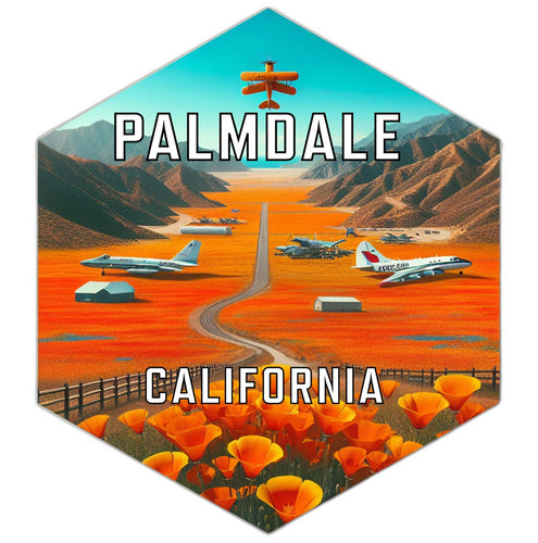 Palmdale California Souvenir Travel Destination Die Cut Hexagon Fridge Magnet 6-Inch