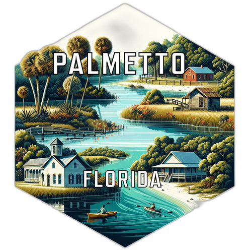 Palmetto Florida Souvenir Travel Destination Die Cut Hexagon Fridge Magnet 2-Inch
