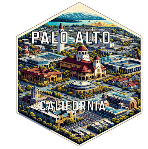 Palo Alto California Souvenir Travel Destination Die Cut Hexagon Fridge Magnet 2-Inch