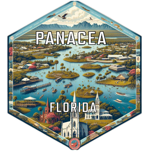 Panacea Florida Souvenir Travel Destination Die Cut Hexagon Fridge Magnet 2-Inch