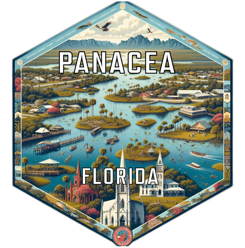 Panacea Florida Souvenir Travel Destination Die Cut Hexagon Fridge Magnet 2-Inch