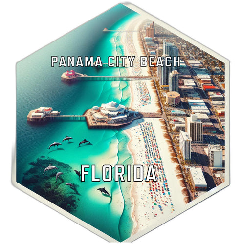 Panama City Beach Florida Souvenir Travel Destination Die Cut Hexagon Fridge Magnet 6-Inch