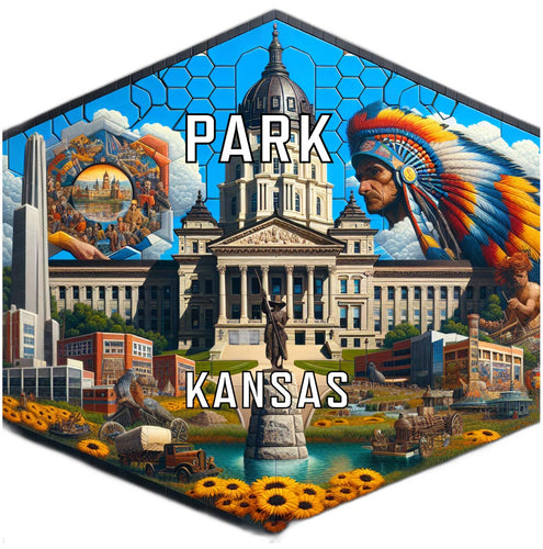 Park Kansas Souvenir Travel Destination Die Cut Hexagon Fridge Magnet 2-Inch