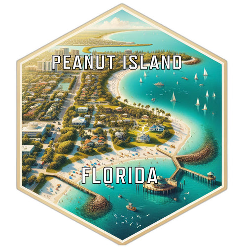 Peanut Island Florida Souvenir Travel Destination Die Cut Hexagon Fridge Magnet 2-Inch