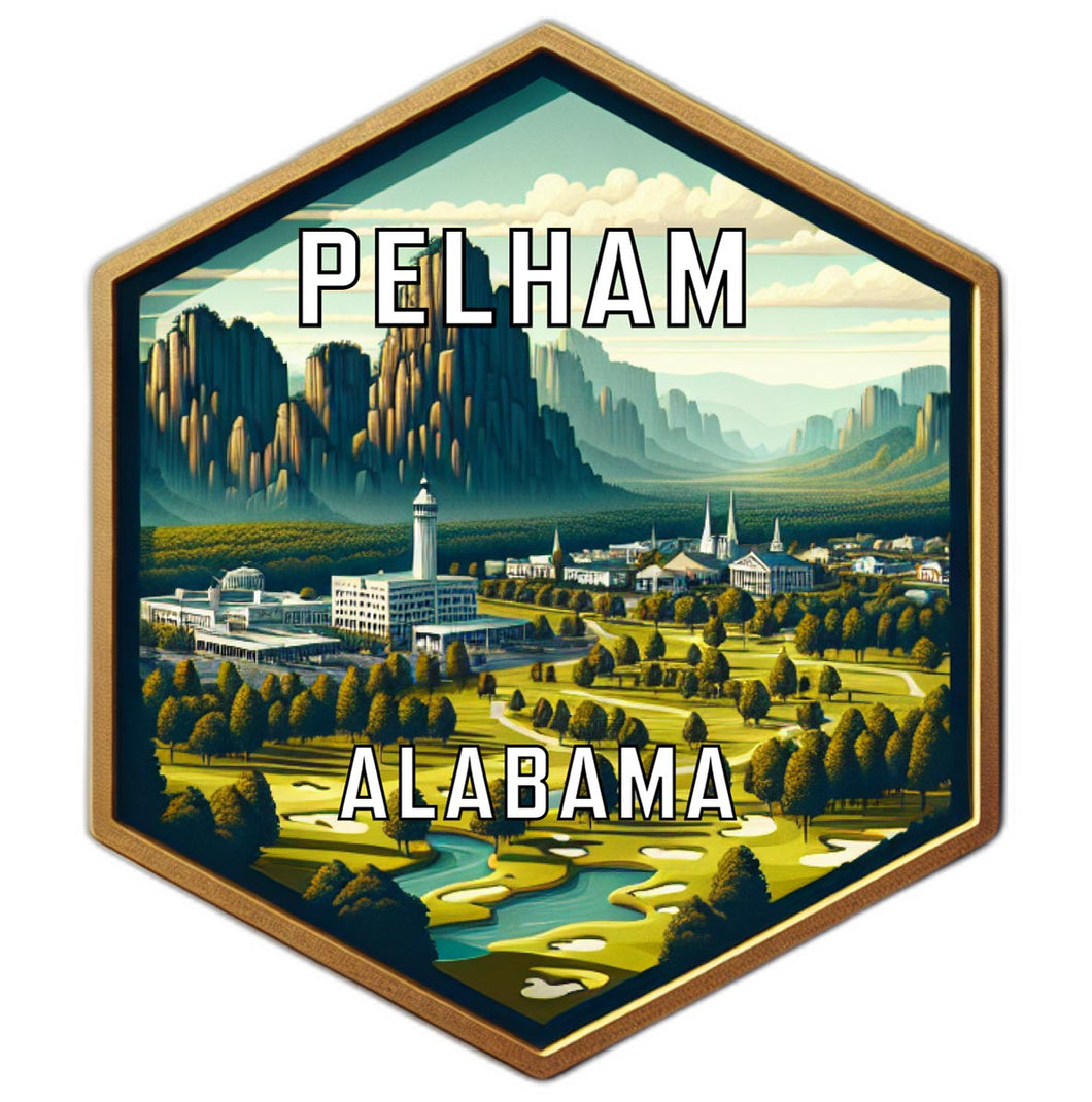Pelham Alabama Souvenir Travel Destination Die Cut Hexagon Fridge Magnet 6-Inch