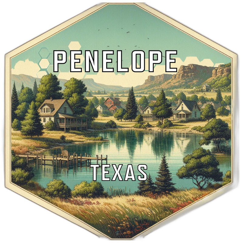 Penelope Texas Souvenir Travel Destination Die Cut Hexagon Fridge Magnet 2-Inch
