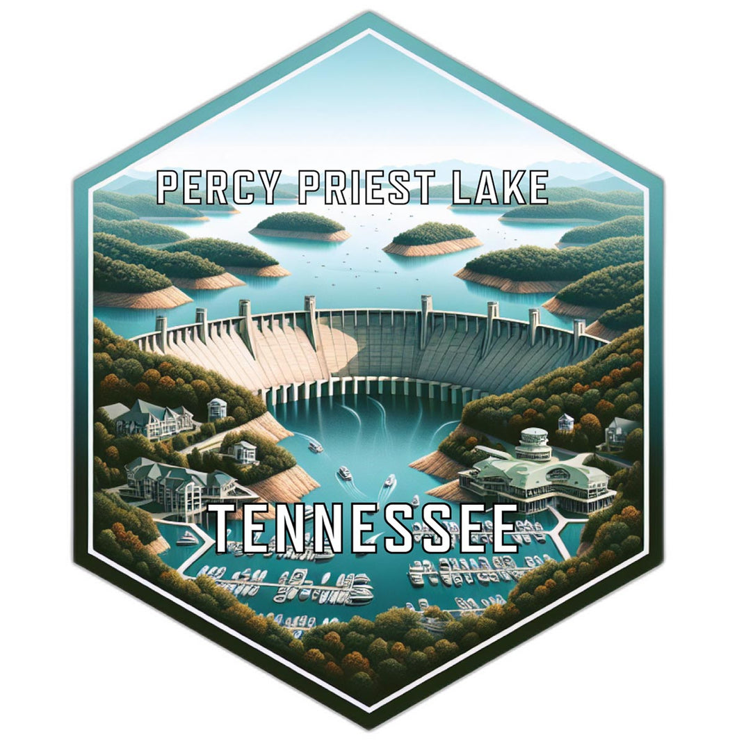 Percy Priest Lake Tennessee Souvenir Travel Destination Die Cut Hexagon Fridge Magnet 2-Inch