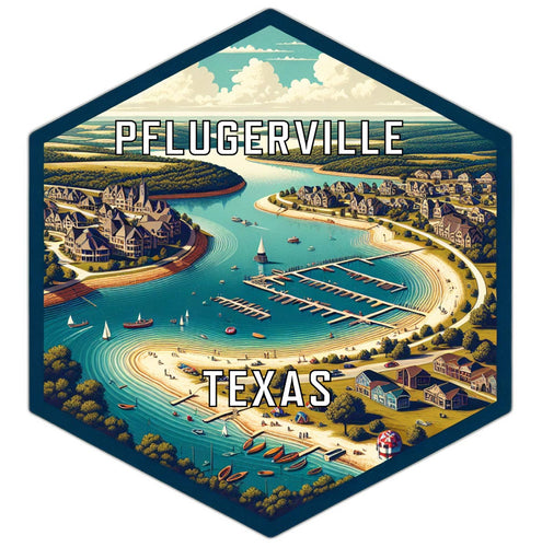Pflugerville Texas Souvenir Travel Destination Die Cut Hexagon Fridge Magnet 2-Inch