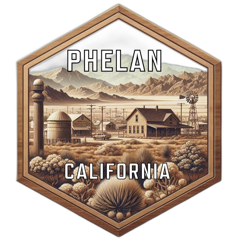 Phelan California Souvenir Travel Destination Die Cut Hexagon Fridge Magnet 2-Inch