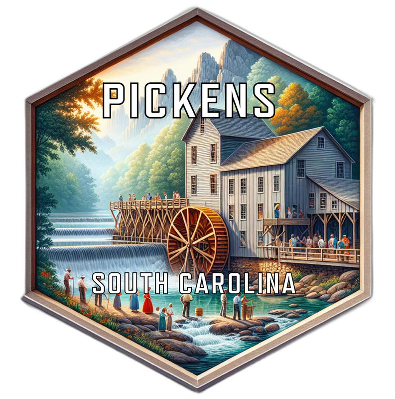 Pickens South Carolina Souvenir Travel Destination Die Cut Hexagon Fridge Magnet 2-Inch