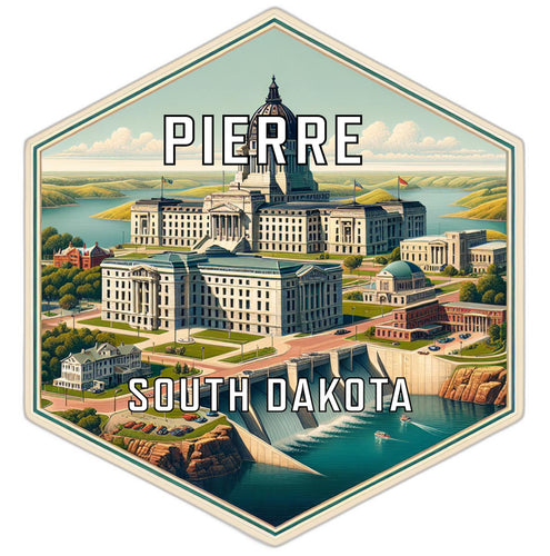 Pierre South Dakota Souvenir Travel Destination Die Cut Hexagon Fridge Magnet 2-Inch