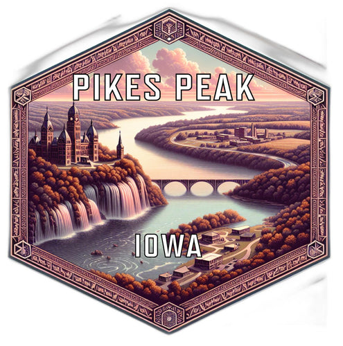 Pikes Peak Iowa Souvenir Travel Destination Die Cut Hexagon Fridge Magnet 2-Inch