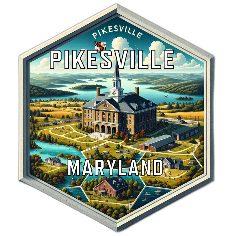 Pikesville Maryland Souvenir Travel Destination Die Cut Hexagon Fridge Magnet 2-Inch