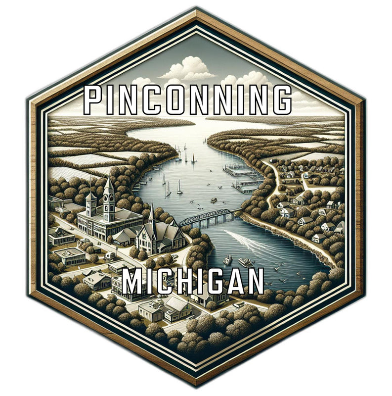 Pinconning Michigan Souvenir Travel Destination Die Cut Hexagon Fridge Magnet 2-Inch