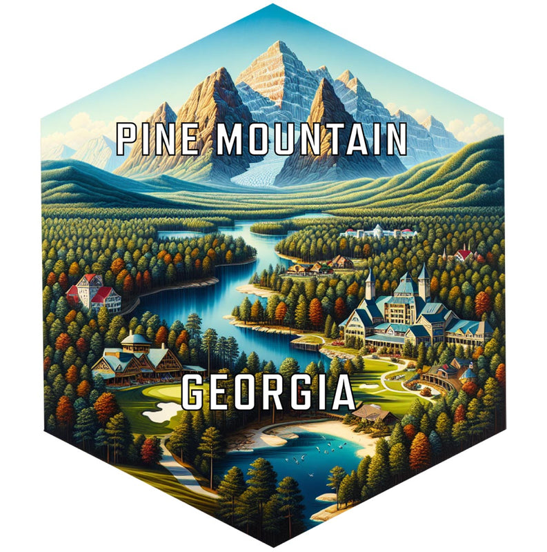 Pine Mountain Georgia Souvenir Travel Destination Die Cut Hexagon Fridge Magnet 2-Inch