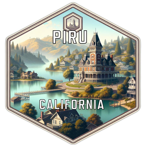 Piru California Souvenir Travel Destination Die Cut Hexagon Fridge Magnet 2-Inch