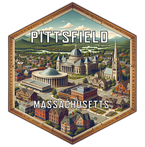 Pittsfield Massachusetts Souvenir Travel Destination Die Cut Hexagon Fridge Magnet 2-Inch