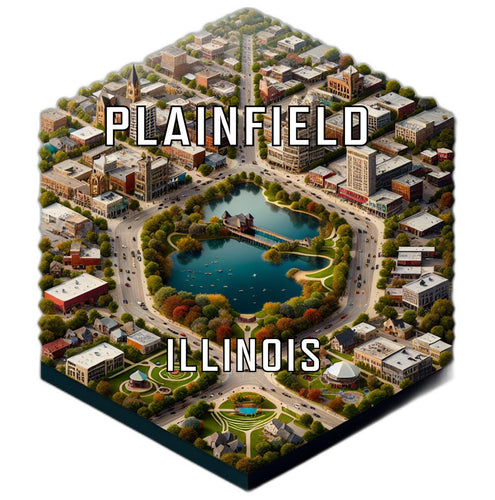 Plainfield Illinois Souvenir Travel Destination Die Cut Hexagon Fridge Magnet 2-Inch