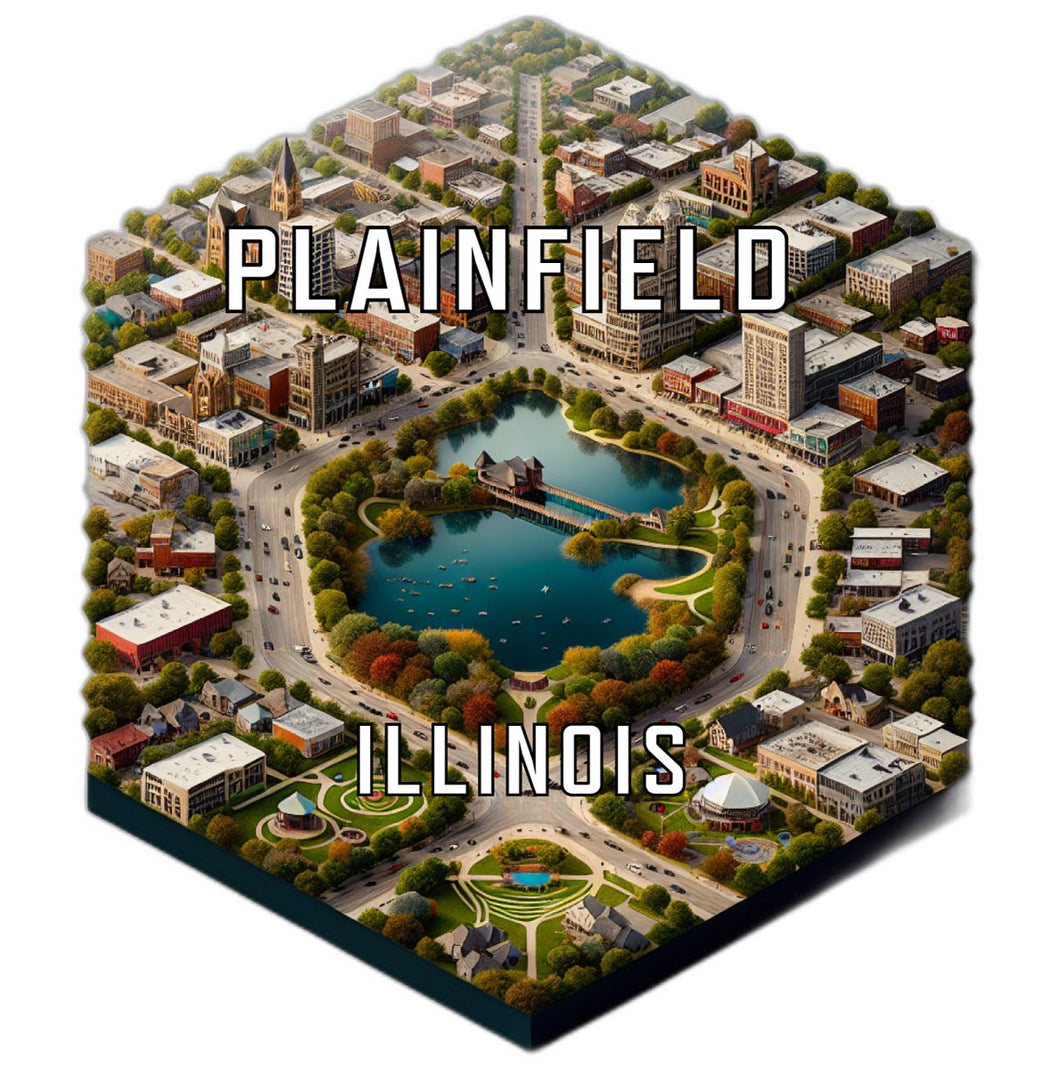 Plainfield Illinois Souvenir Travel Destination Die Cut Hexagon Fridge Magnet 2-Inch