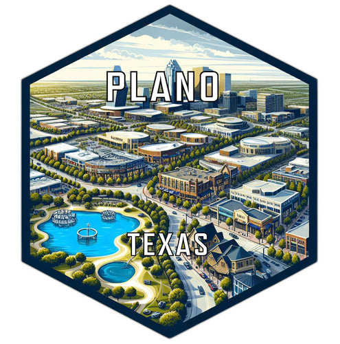 Plano Texas Souvenir Travel Destination Die Cut Hexagon Fridge Magnet 2-Inch