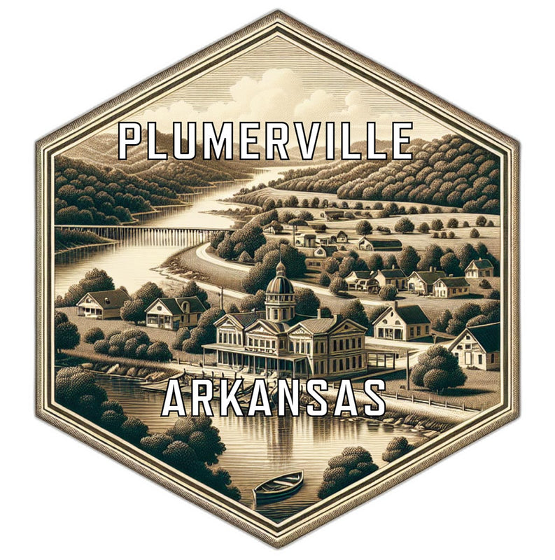 Plumerville Arkansas Souvenir Travel Destination Die Cut Hexagon Fridge Magnet 2-Inch