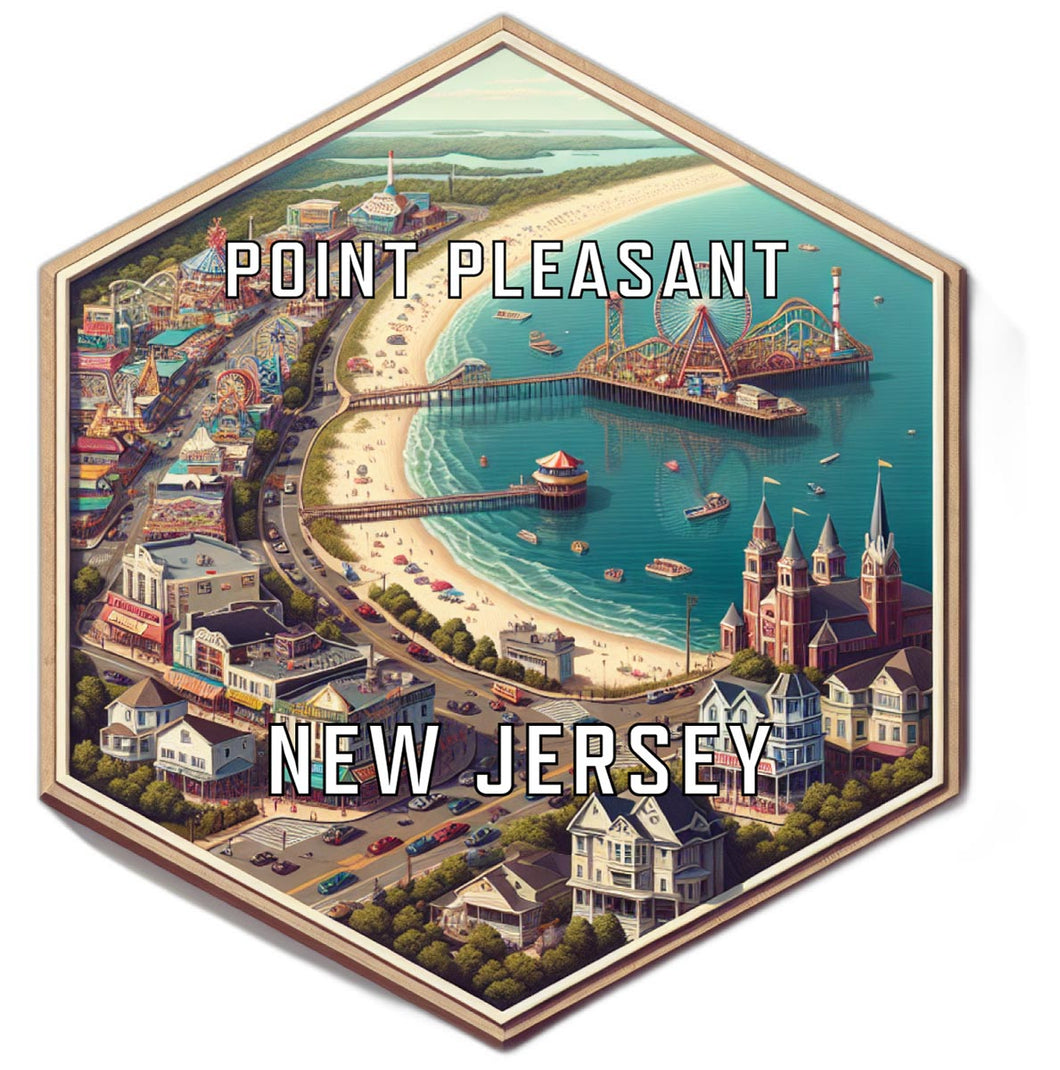 Point Pleasant New Jersey Souvenir Travel Destination Die Cut Hexagon Fridge Magnet 2-Inch