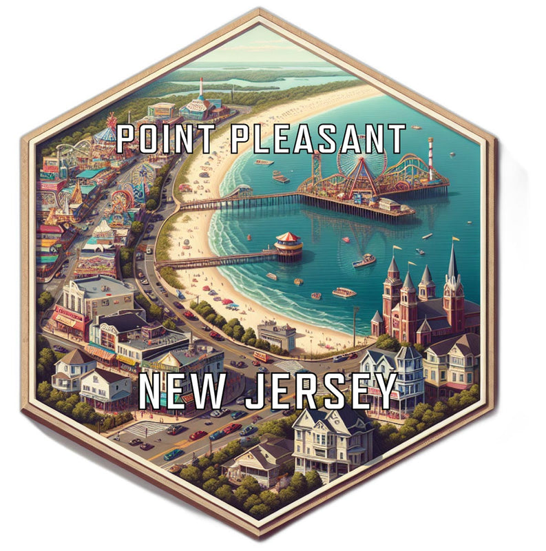 Point Pleasant New Jersey Souvenir Travel Destination Die Cut Hexagon Fridge Magnet 2-Inch