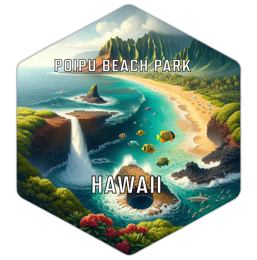 Poipu Beach Park Hawaii Travel Destination Souvenir Vinyl Decal Sticker 2-Inch