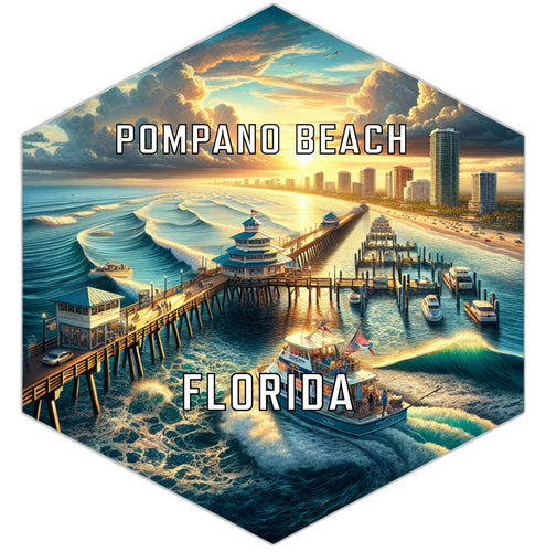 Pompano Beach Florida Travel Destination Souvenir Vinyl Decal Sticker 4-Inch