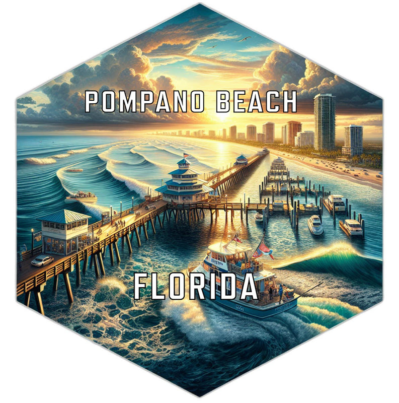 Pompano Beach Florida Travel Destination Souvenir Vinyl Decal Sticker 4-Inch
