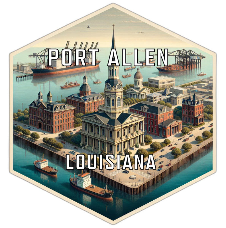 Port Allen Louisiana Souvenir Travel Destination Die Cut Hexagon Fridge Magnet 2-Inch