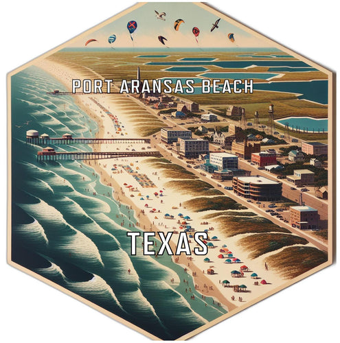 Port Aransas Beach Texas Souvenir Travel Destination Die Cut Hexagon Fridge Magnet 2-Inch