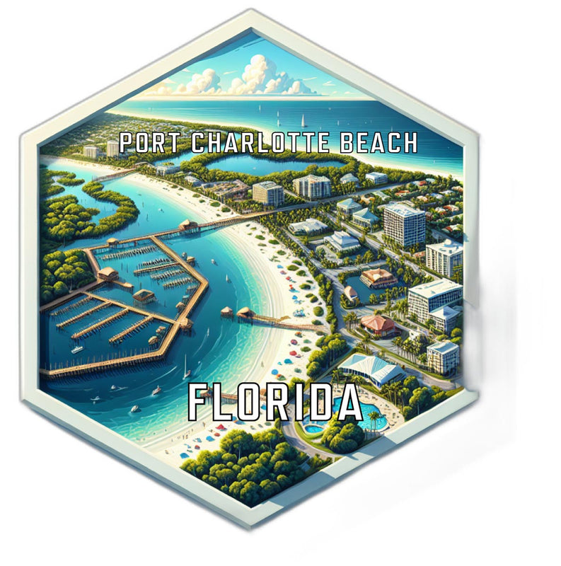 Port Charlotte Beach Florida Souvenir Travel Destination Die Cut Hexagon Fridge Magnet 2-Inch