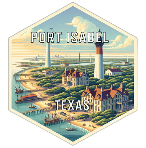 Port Isabel Texas Souvenir Travel Destination Die Cut Hexagon Fridge Magnet 2-Inch