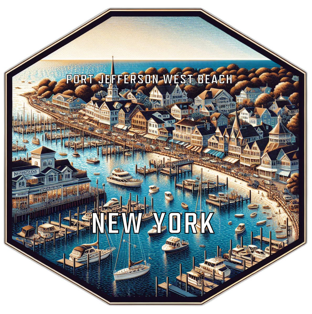 Port Jefferson West Beach New York Travel Destination Souvenir Vinyl Decal Sticker 2-Inch