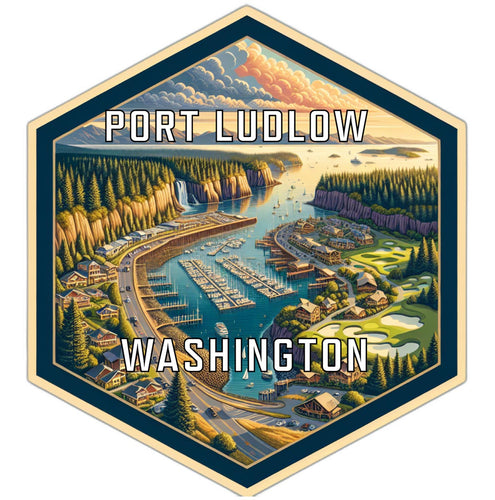 Port Ludlow Washington Souvenir Travel Destination Die Cut Hexagon Fridge Magnet 6-Inch
