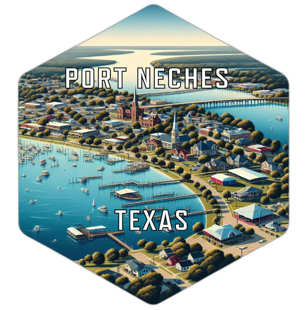 Port Neches Texas Souvenir Travel Destination Die Cut Hexagon Fridge Magnet 2-Inch