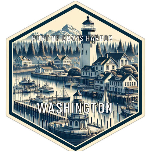 Port Of Grays Harbor Washington Souvenir Travel Destination Die Cut Hexagon Fridge Magnet 6-Inch