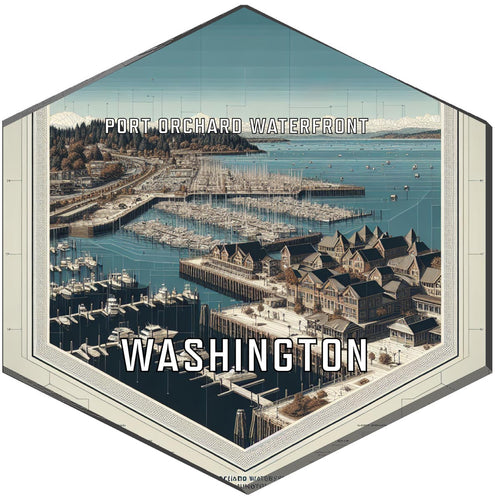 Port Orchard Waterfront Washington Souvenir Travel Destination Die Cut Hexagon Fridge Magnet 6-Inch