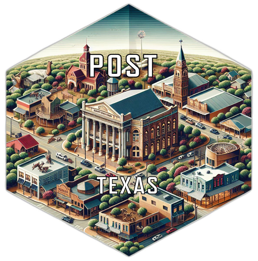 Post Texas Souvenir Travel Destination Die Cut Hexagon Fridge Magnet 2-Inch