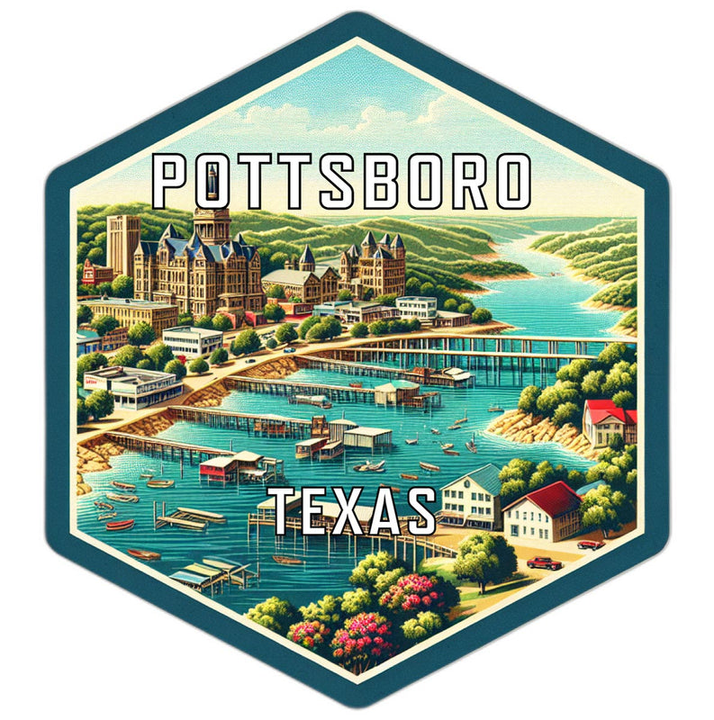 Pottsboro Texas Souvenir Travel Destination Die Cut Hexagon Fridge Magnet 2-Inch