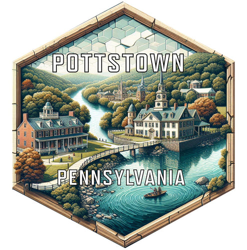 Pottstown Pennsylvania Souvenir Travel Destination Die Cut Hexagon Fridge Magnet 2-Inch