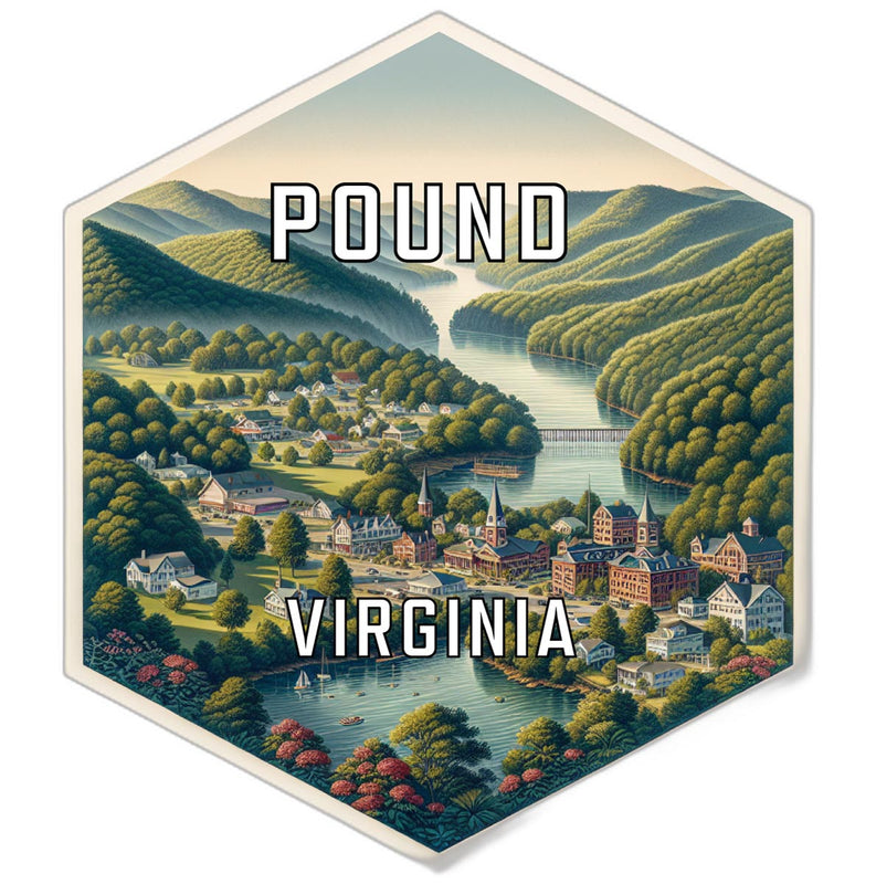 Pound Virginia Souvenir Travel Destination Die Cut Hexagon Fridge Magnet 2-Inch