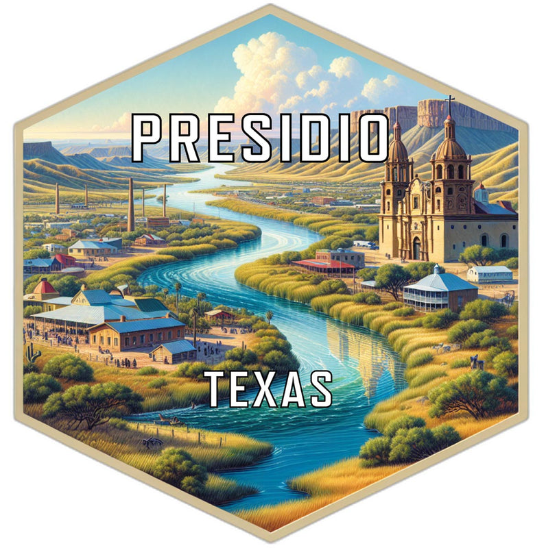 Presidio Texas Souvenir Travel Destination Die Cut Hexagon Fridge Magnet 2-Inch
