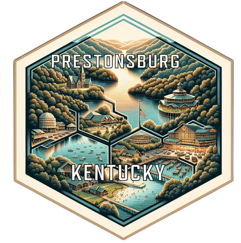 Prestonsburg Kentucky Souvenir Travel Destination Die Cut Hexagon Fridge Magnet 6-Inch